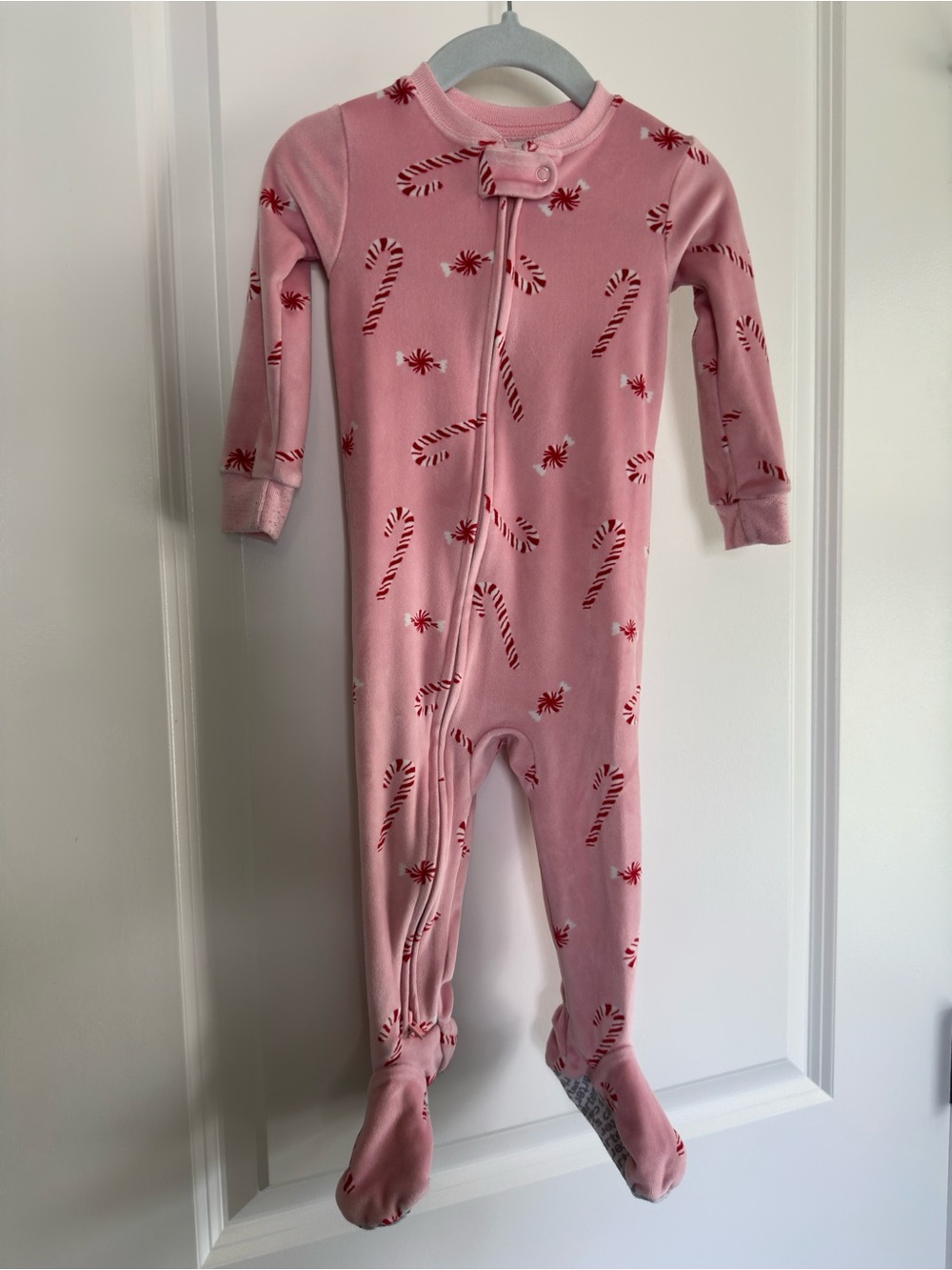Carter's Pink Candy Cane Footed One-Piece Pajamas
